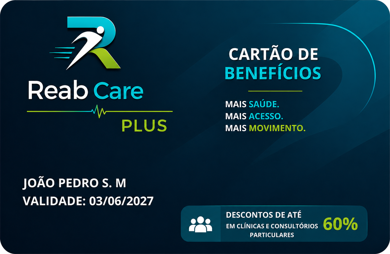 Cartão de descontos ReabCare Plus